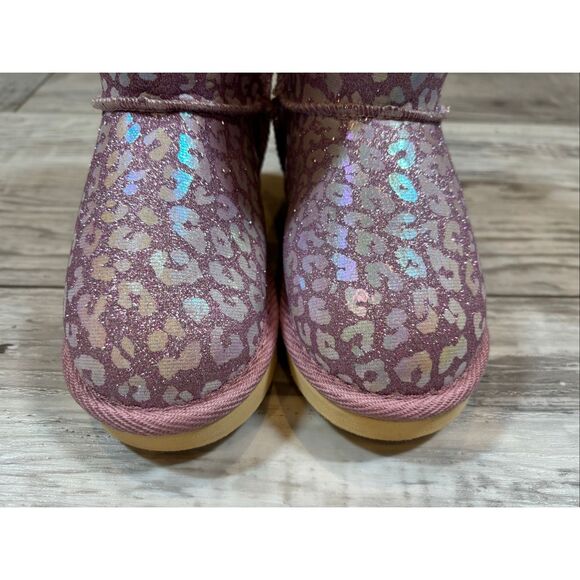 Weestep Girls pink leopard casual winter snow boots size 8 - Picture 3 of 9